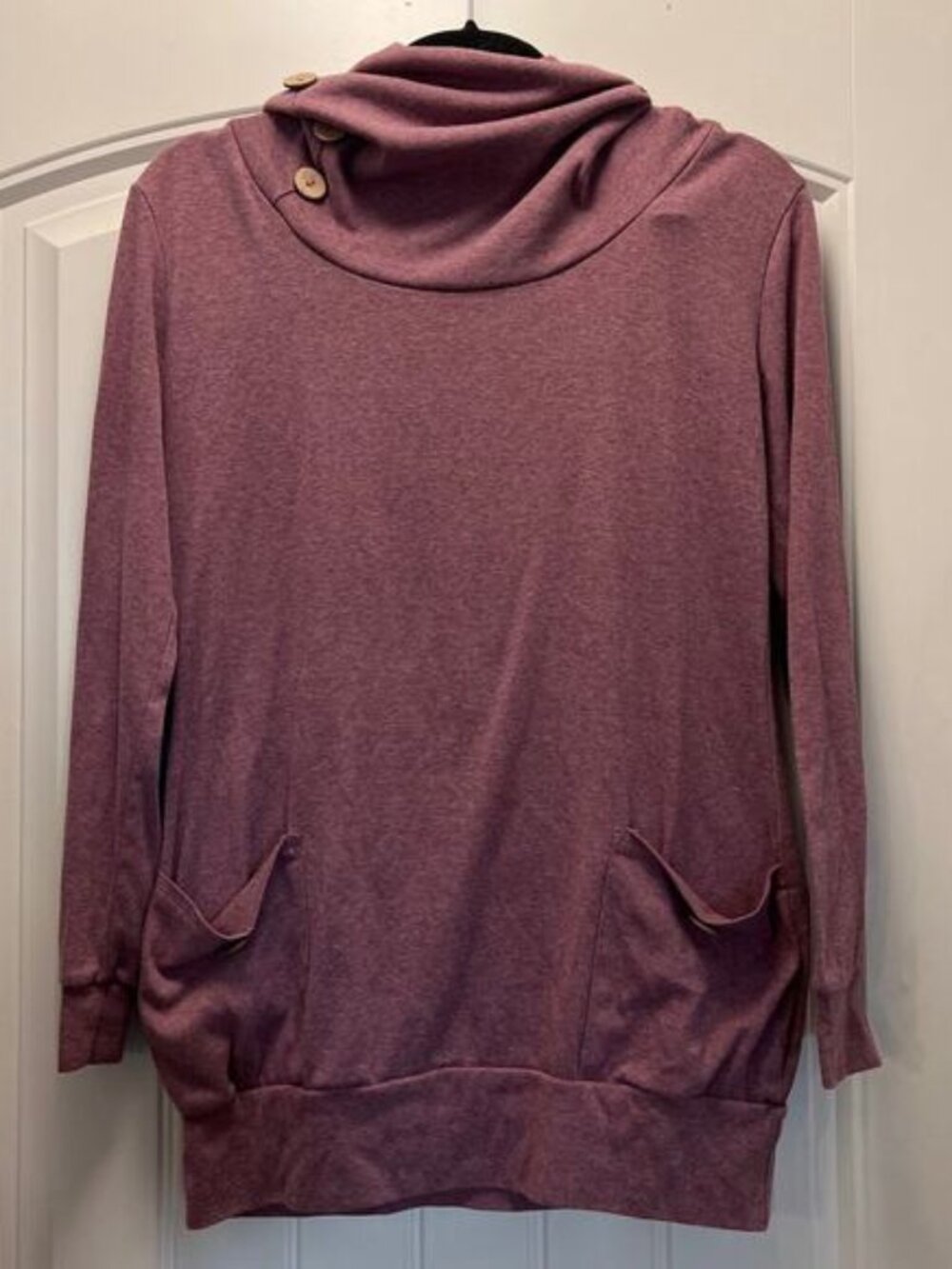 Levaca Women’s Button Cowl Neck Long Sleeve Jersey Pullover‎ Top Size M Pink